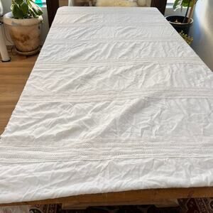 Cottage Collection 88x82" Duvet Cover White With Lace Stripes Cotton Blend